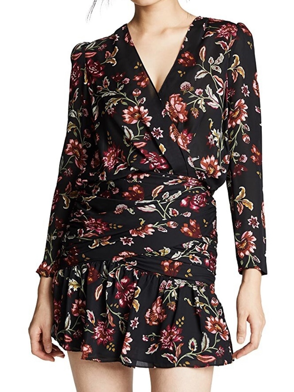 NEW A.L.C. Haven Floral Ruched Silk Mini Dress 2